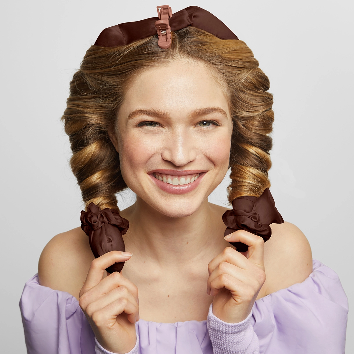 XL Satin Heatless Curling Set - Chocolate